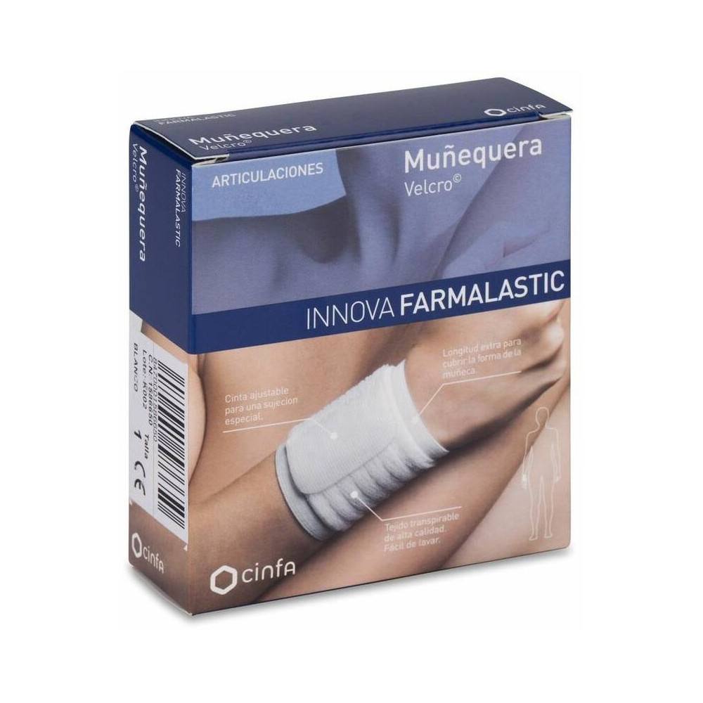 Farmalastic Innova Muñequera Velcro Blanco Talla Pequeña/Mediana, 1 Ud