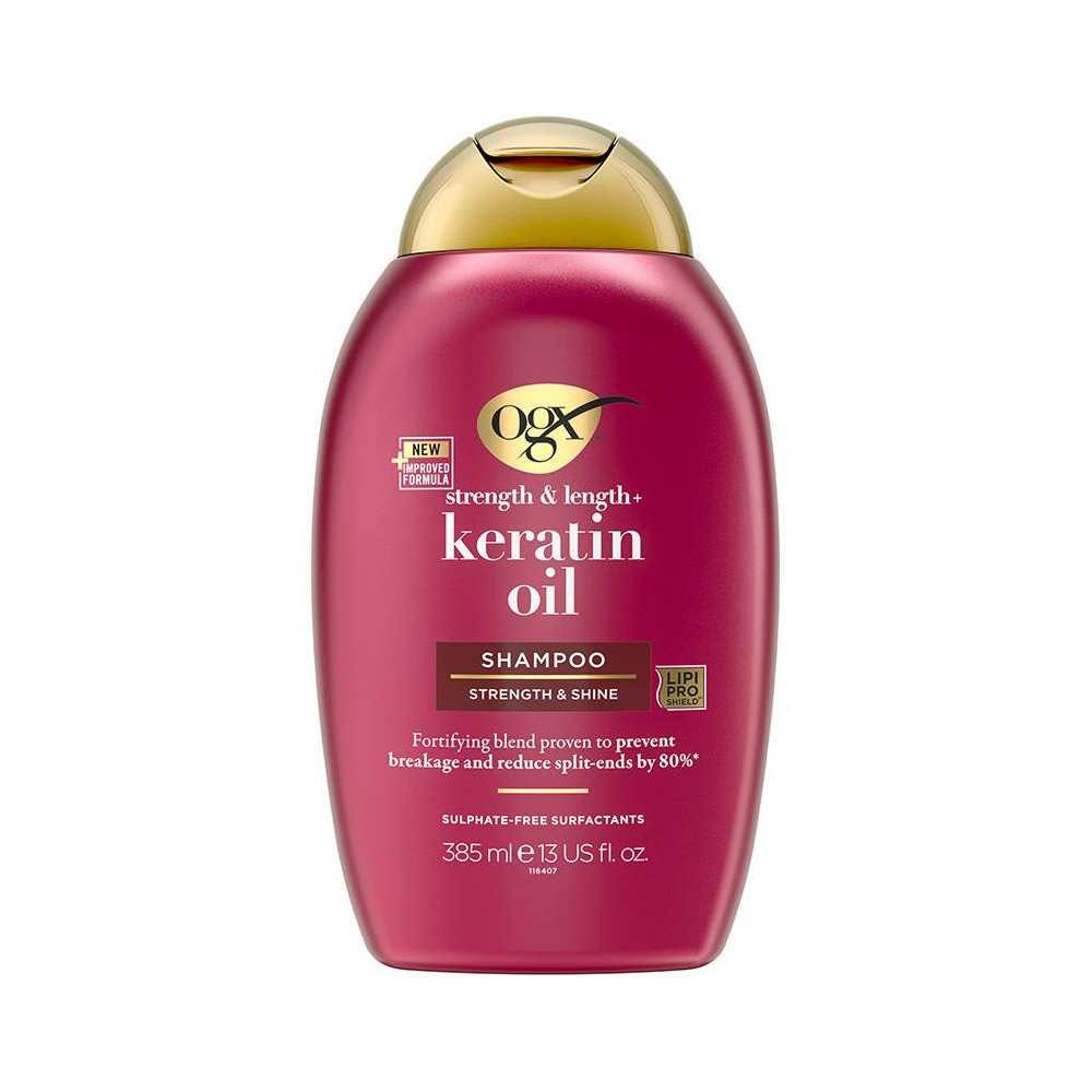 Ogx Champú Aceite De Queratina, Pelo Quebradizo, Hidratante Y Fortalecedor 385 Ml