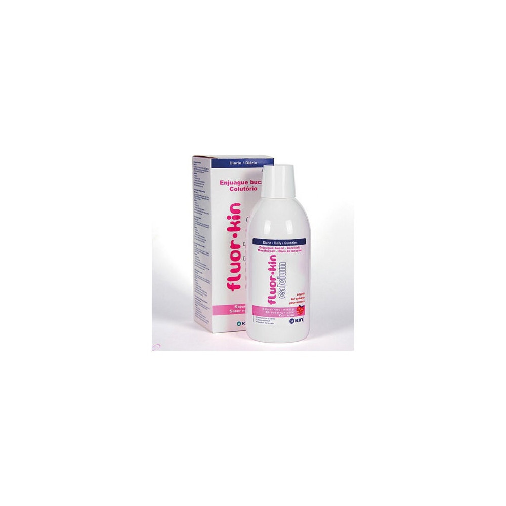 Fluor Kin Calcio Enjuague Bucal Fresa, 500 Ml