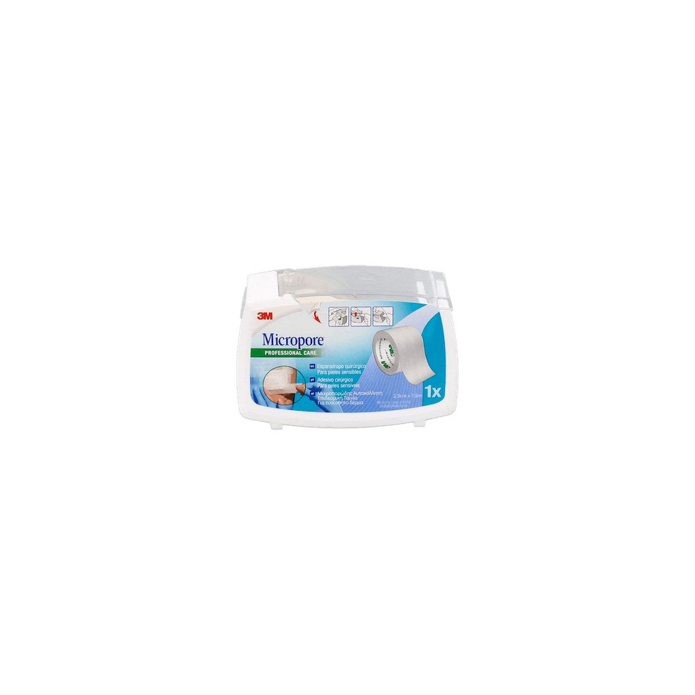 Micropore Portarollo Esparadrapo Papel Blanco 7,5M X 2,5Cm