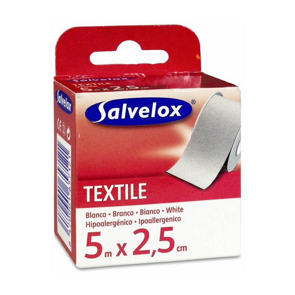 Salvelox Esparadrapo Téxtil Blanco 5Mx2_5Cm 1Ud