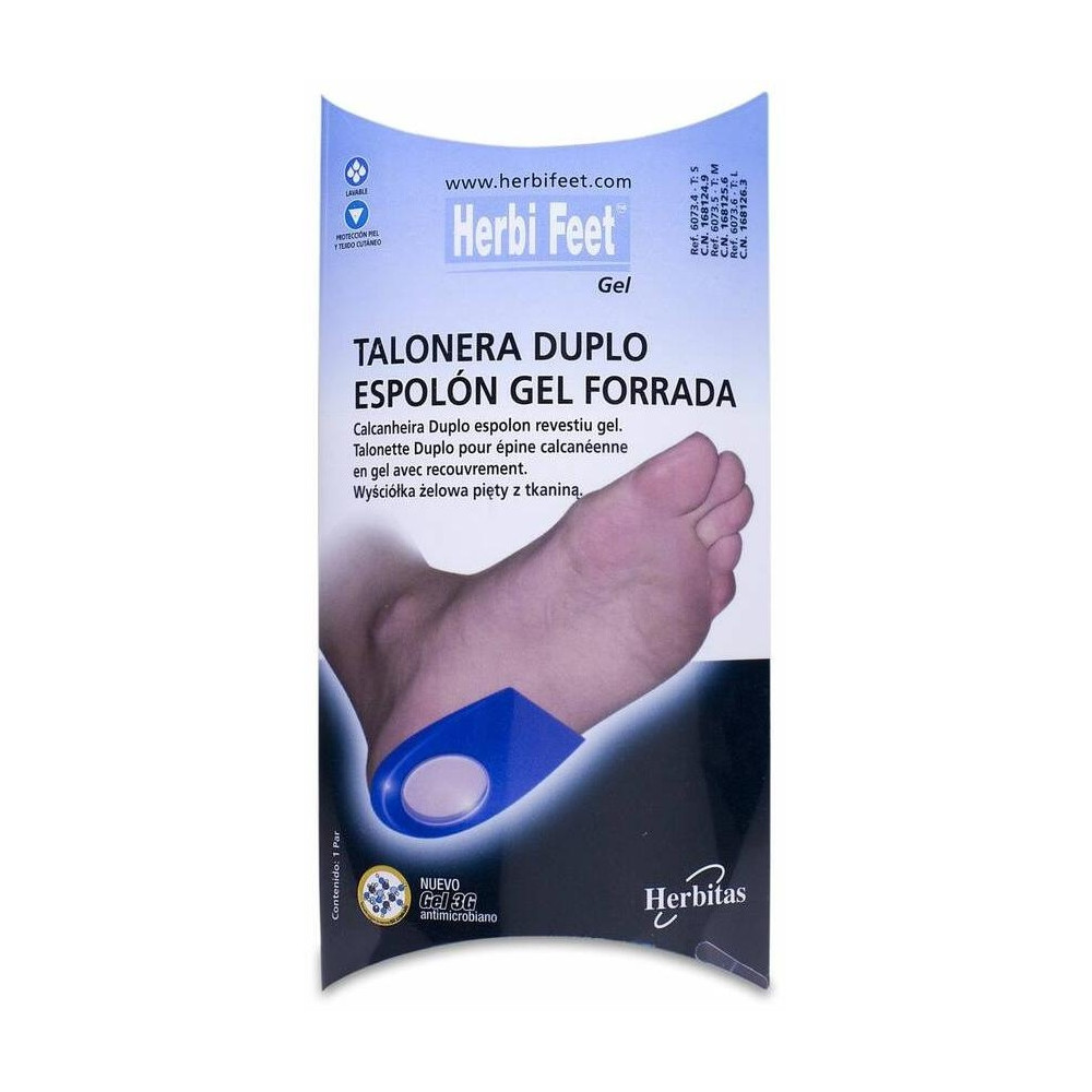 Herbifeet Talonera Duplo Espolón Gel Forrada Talla S, 1 Par