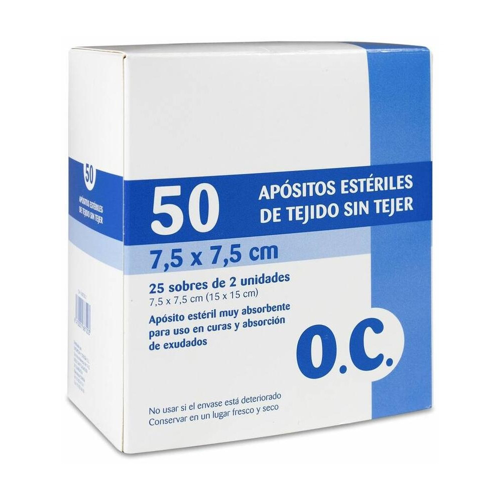 O.C. Apósitos Estériles Tejido Sin Tejer 7,5 X 7,5 Cm, 50 Uds