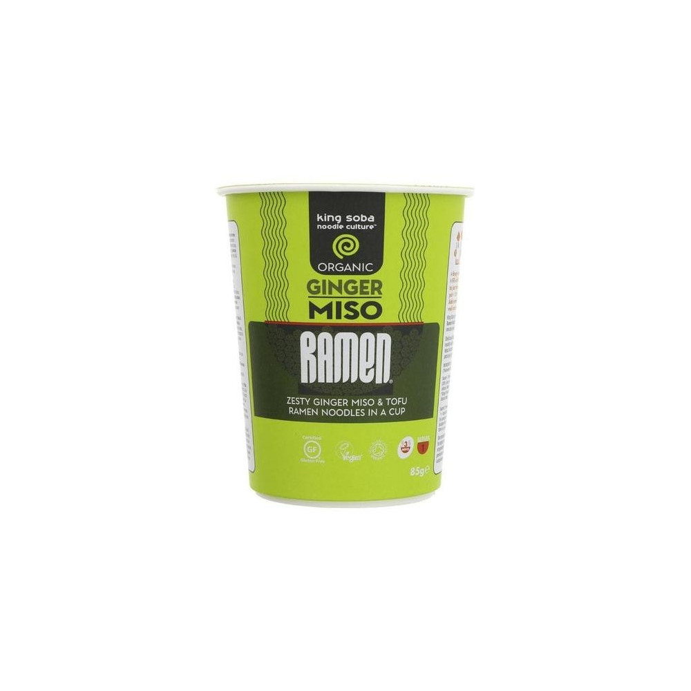 King Soba Vaso Ramen Miso Jengibre Sin Gluten Bio 85G