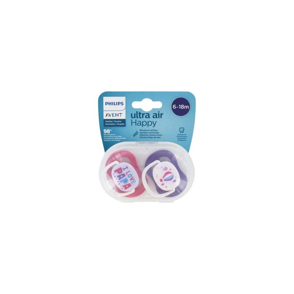 Philips Avent Chupete Ultra Air I Love Papa 6-18M 2Uds