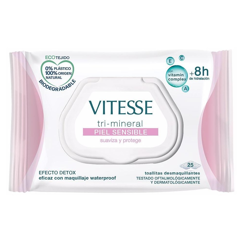 Vitesse Tri-Mineral Toallitas Desmaquillantes Piel Sensible 25Uds