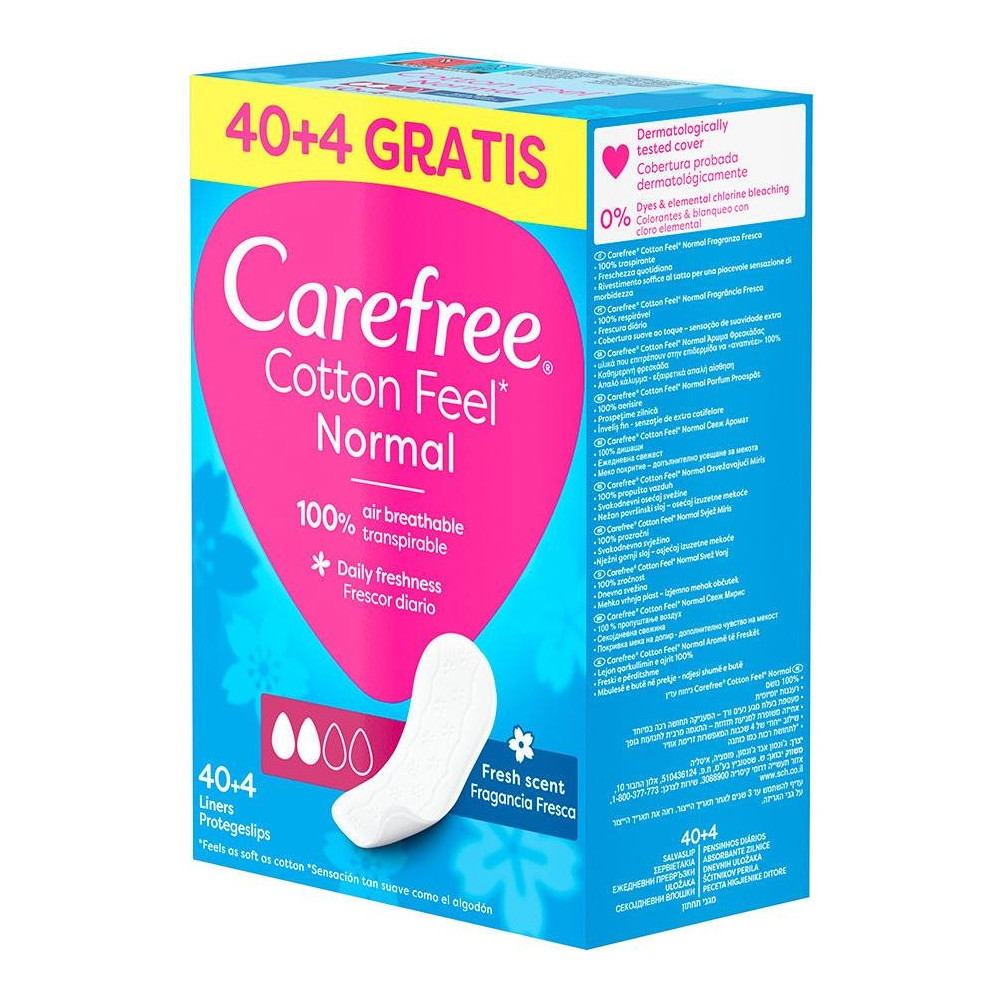 Carefree Cotton Feel Normal Fragancia Fresca 44Uds