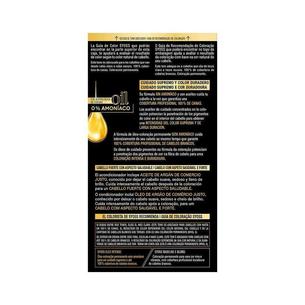 Syoss Olio Intense Tinte Sin Amoniaco 7.58 Rubio Arena 50Ml