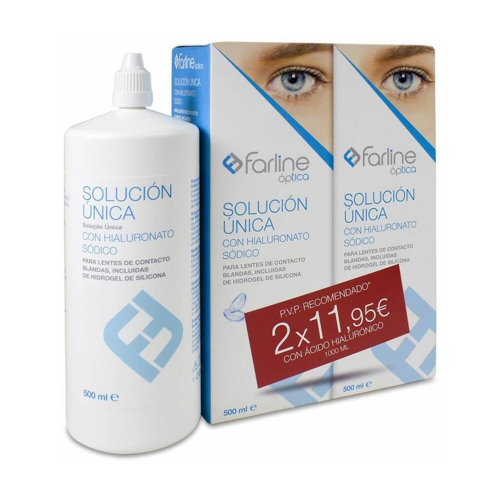 Farline Óptica Solución Única Hialurónico Lentes Contacto 2X500Ml